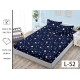 Set 3 Piese Husa din Finet cu Elastic, pentru Pat Dublu, 2 Fete de Perna, Ploaie De Stele Albastru Inchis