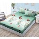 Set Husa de Pat cu Elastic din Finet, pentru Pat Dublu, 3 Piese, 2 Fete de Perna, Verde cu Fluturi