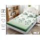 Set Husa de Pat cu Elastic din Finet, pentru Pat Dublu, 3 Piese, 2 Fete de Perna, Verde cu Fluturi