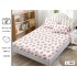 Set 3 Piese Husa din Finet cu Elastic, pentru Pat Dublu, 2 Fete de Perna, Alb-Rosu, flori
