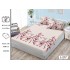 Set 3 Piese Husa din Finet cu Elastic, pentru Pat Dublu, 2 Fete de Perna, Bej Floral