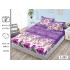 Set 3 Piese Husa din Finet cu Elastic, pentru Pat Dublu, 2 Fete de Perna, Mov-Multicolor, flori
