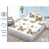 Set 3 Piese Husa din Finet cu Elastic, pentru Pat Dublu, 2 Fete de Perna, Fluturi Gold