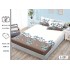 Set 3 Piese Husa din Finet cu Elastic, pentru Pat Dublu, 2 Fete de Perna, Bej-Alb, frunze