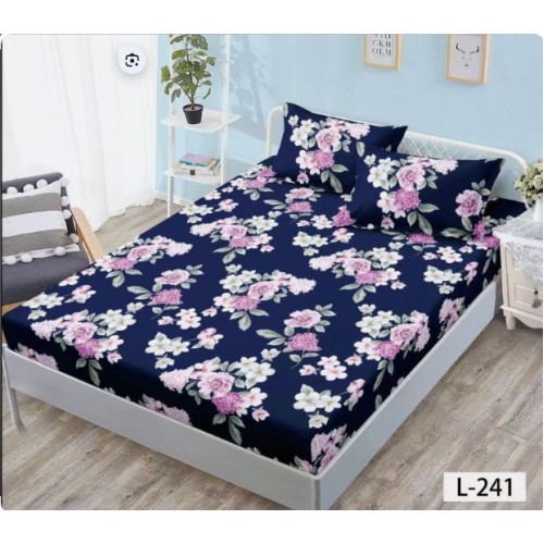 Set 3 Piese Husa din Finet cu Elastic, pentru Pat Dublu, 2 Fete de Perna, L-241