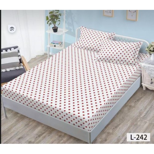 Set 3 Piese Husa din Finet cu Elastic, pentru Pat Dublu, 2 Fete de Perna, L-242