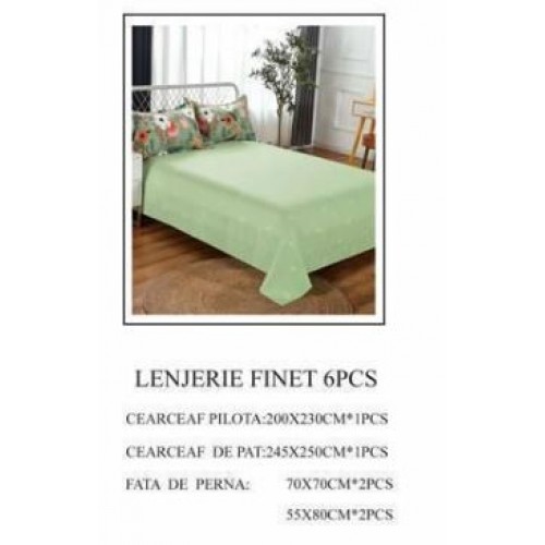 Lenjerie de pat dublu, Pucioasa, Finet, 6 piese, 2 persoane, 245x250cm LL-657