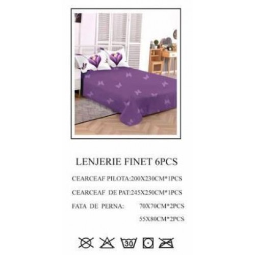 Lenjerie de pat dublu, Pucioasa, Finet, 6 piese, 2 persoane, 245x250cm LL-774