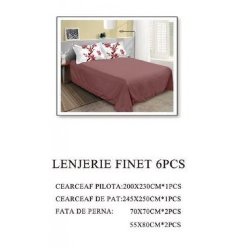 Lenjerie de pat dublu, Pucioasa, Finet, 6 piese, 2 persoane, 245x250cm LL-910