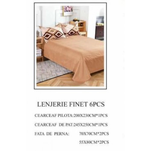 Lenjerie de pat dublu, Pucioasa, Finet, 6 piese, 2 persoane, 245x250cm LL-670