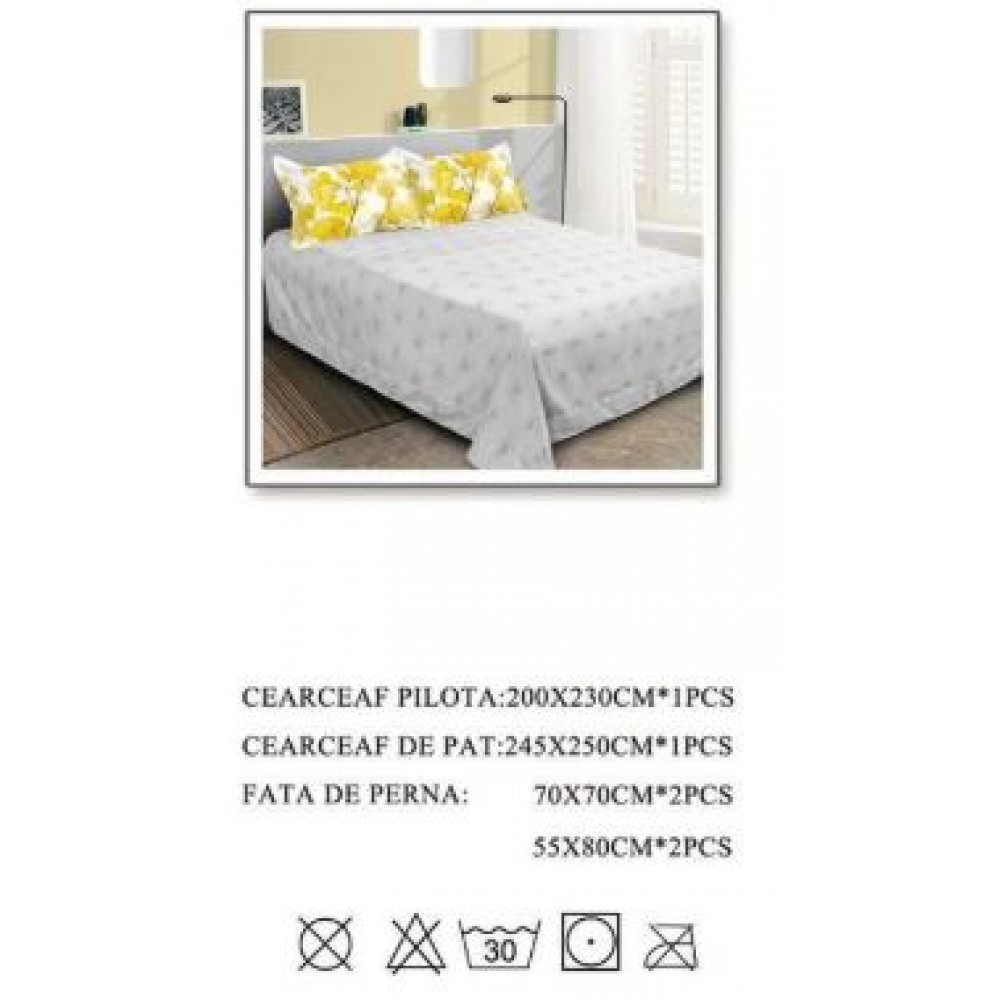 Lenjerie de pat dublu, Pucioasa, Finet, 6 piese, 2 persoane, 245x250cm LL-1023