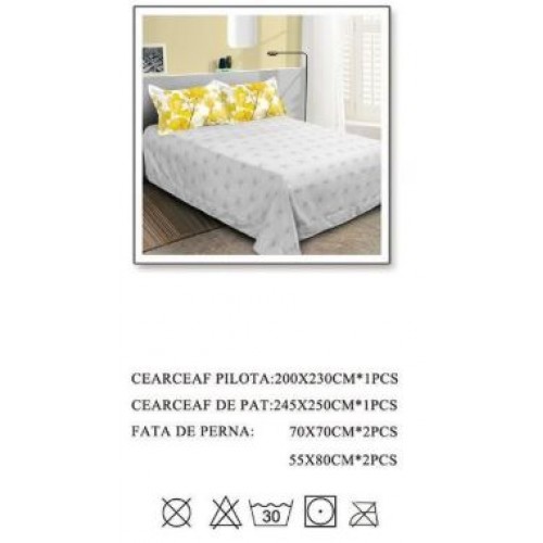 Lenjerie de pat dublu, Pucioasa, Finet, 6 piese, 2 persoane, 245x250cm LL-1023