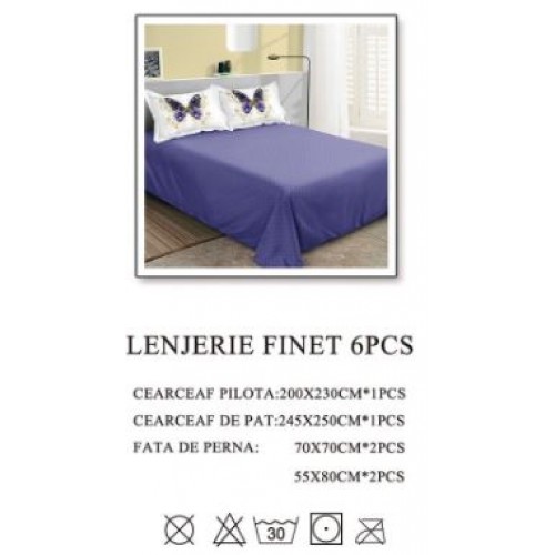 Lenjerie de pat dublu, Pucioasa, Finet, 6 piese, 2 persoane, 245x250cm LL-1031