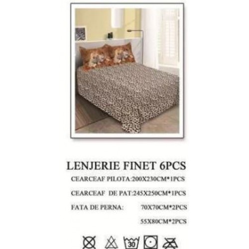 Lenjerie de pat dublu, Pucioasa, Finet, 6 piese, 2 persoane, 245x250cm LL-358