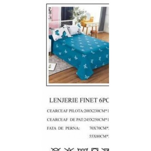 Lenjerie de pat dublu, Pucioasa, Finet, 6 piese, 2 persoane, 245x250cm LL-603