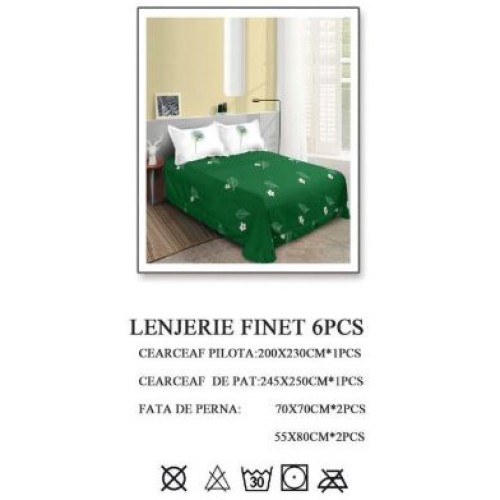 Lenjerie de pat dublu, Pucioasa, Finet, 6 piese, 2 persoane, 245x250cm LL-13