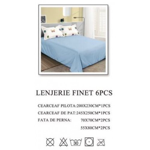Lenjerie de pat dublu, Pucioasa, Finet, 6 piese, 2 persoane, 245x250cm LL-1047