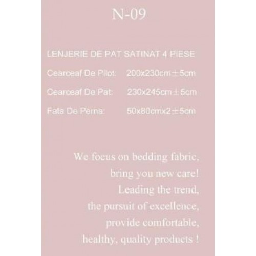 Lenjerie Bumbac Satinat, 4 Piese, 230 x 245 cm, Floricele, Alb/Roz, N-09