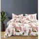 Lenjerie Bumbac Satinat, 4 Piese, 230 x 245 cm, Floricele, Alb/Roz, N-09