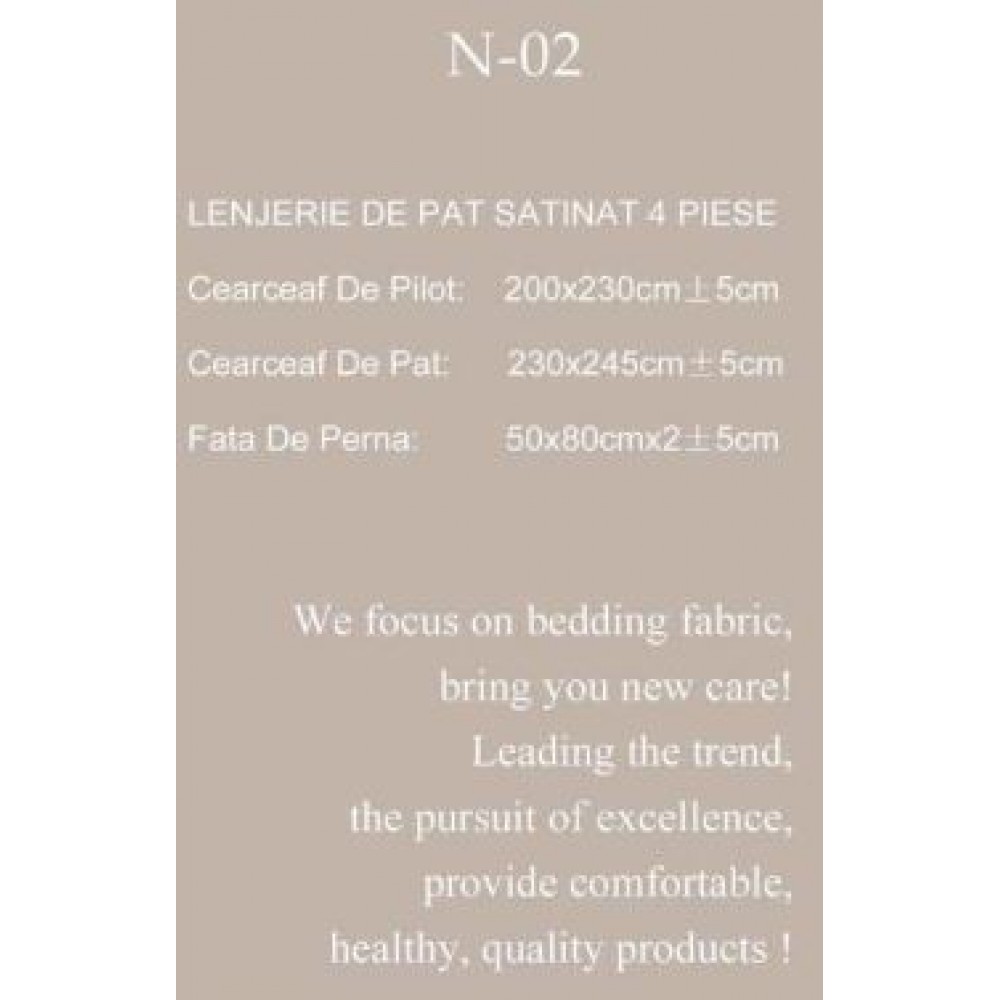 Lenjerie Bumbac Satinat, 4 Piese, 230 x 245 cm, N-02