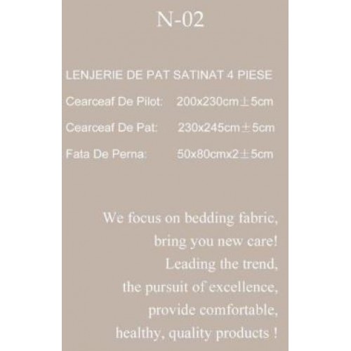 Lenjerie Bumbac Satinat, 4 Piese, 230 x 245 cm, N-02