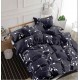 Lenjerie Bumbac Satinat, 4 Piese, 230 x 245 cm, Frunze, Negru/Alb, N-14