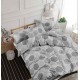 Lenjerie Bumbac Satinat, 4 Piese, 230 x 245 cm,Superior, Gri, hexagon, N-016