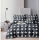Lenjerie Bumbac Satinat, 4 Piese, 230 x 245 cm, gri cu cercuri ,N-019