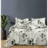 Lenjerie Bumbac Satinat, 4 Piese, 230 x 245 cm, Superior, Alb, frunze, N-010