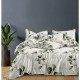 Lenjerie Bumbac Satinat, 4 Piese, 230 x 245 cm, Superior, Alb, frunze, N-010