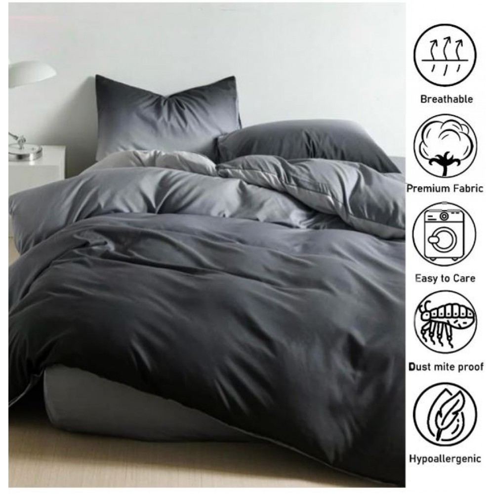 Lenjerie Bumbac Satinat, 4 Piese, 230 x 245 cm, Gri-Degrade,  N-867