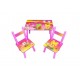 Set masuta cu doua scaune pentru copii, din MDF, Roz ,59x39x40 cm, CD-37