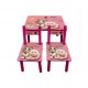 Set masuta cu doua scaune pentru copii, din MDF, Ciclam neon ,59x39x40 cm, W-15