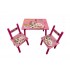 Set masuta cu doua scaune pentru copii, din MDF, Ciclam neon ,59x39x40 cm, W-15