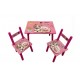 Set masuta cu doua scaune pentru copii, din MDF, Ciclam neon ,59x39x40 cm, W-15