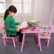 Set masuta cu doua scaune pentru copii, din MDF, roz ,59x39x40 cm, CD-38