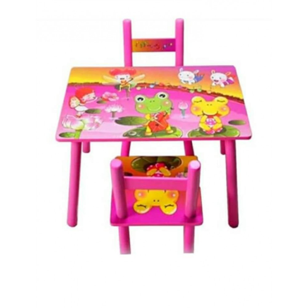 Set masuta cu doua scaune pentru copii, din MDF, roz ,59x39x40 cm, CD-38