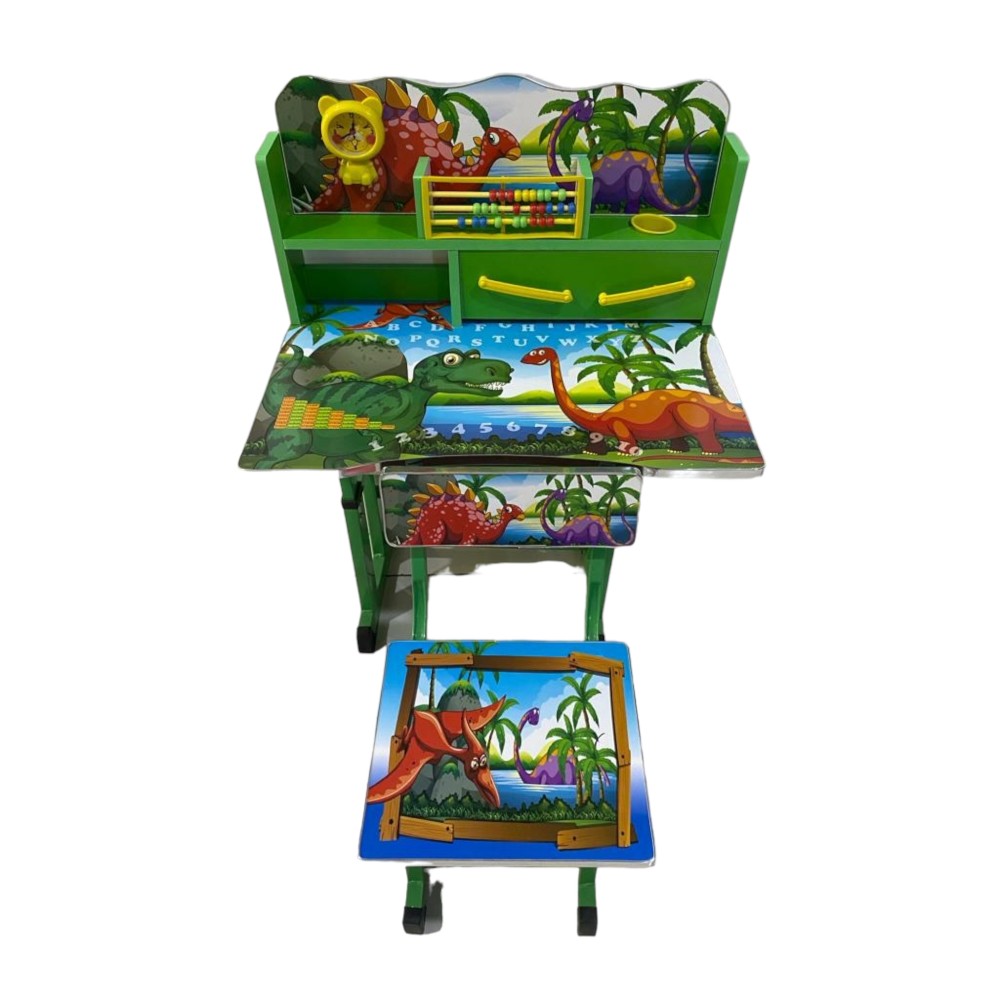 Birou pentru copii, mare, cadru metalic, reglabil, 2-10 ani , VERDE, F1