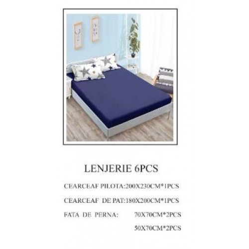 Lenjerie de pat Bumbac Finet 6 piese cu elastic LT-03