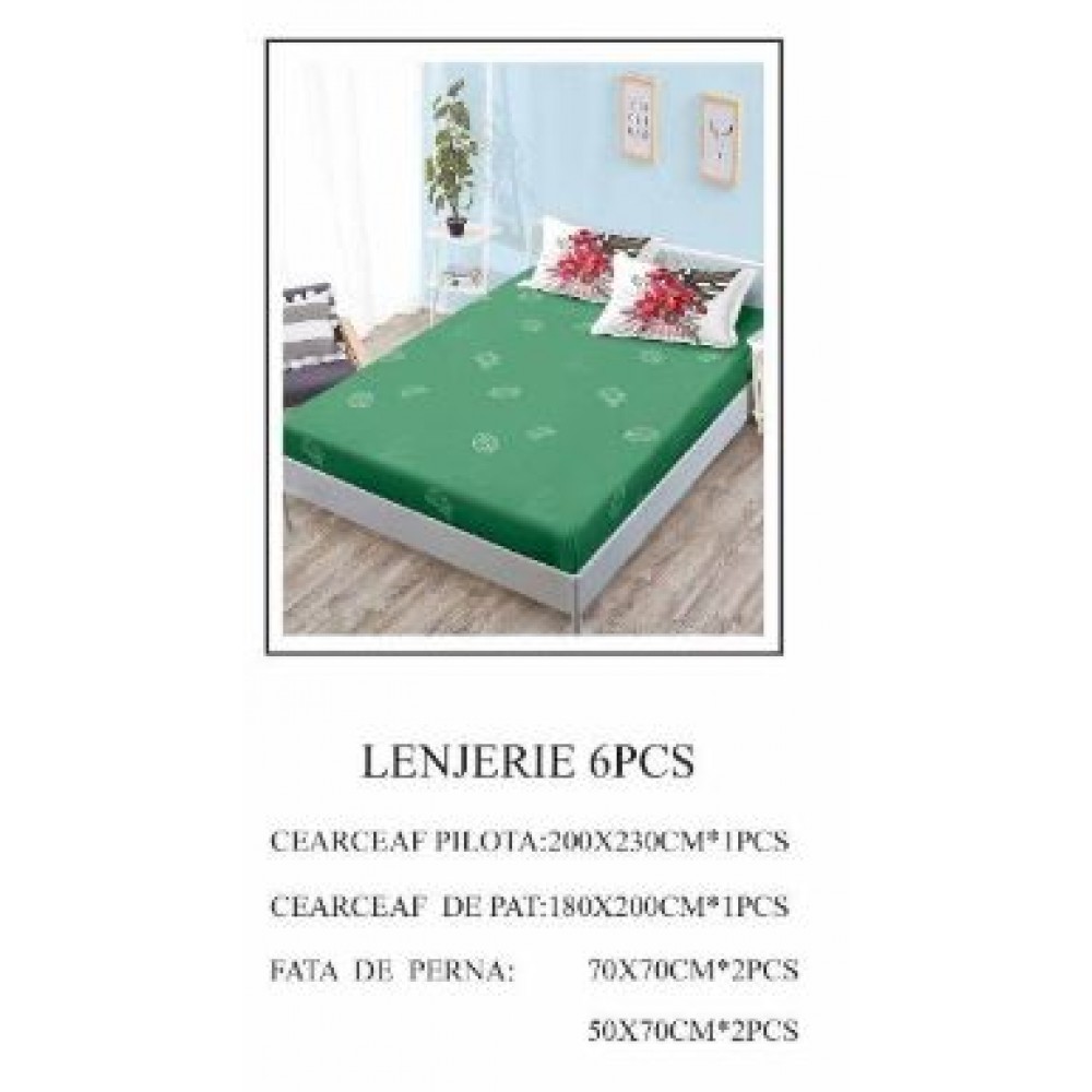 Lenjerie de pat Bumbac Finet 6 piese cu elastic LT-10