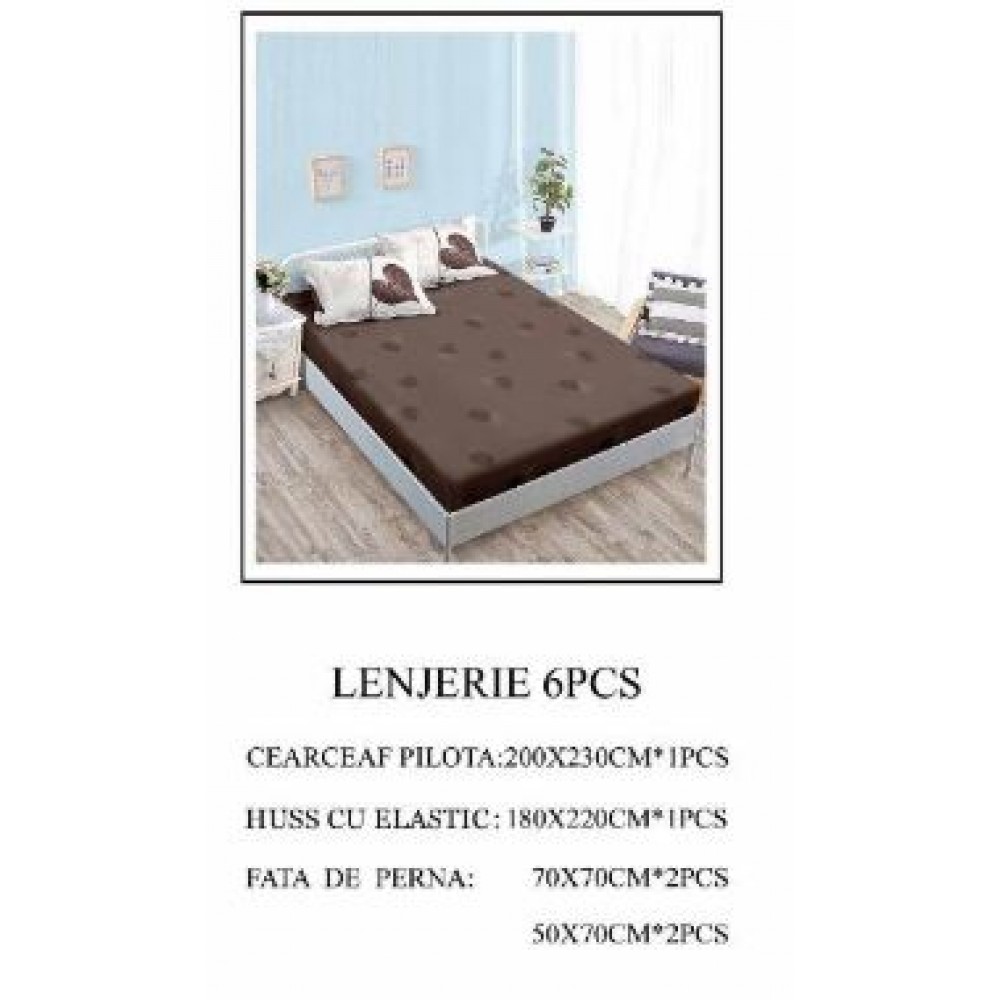 Lenjerie de pat Bumbac Finet 6 piese cu elastic LT-11