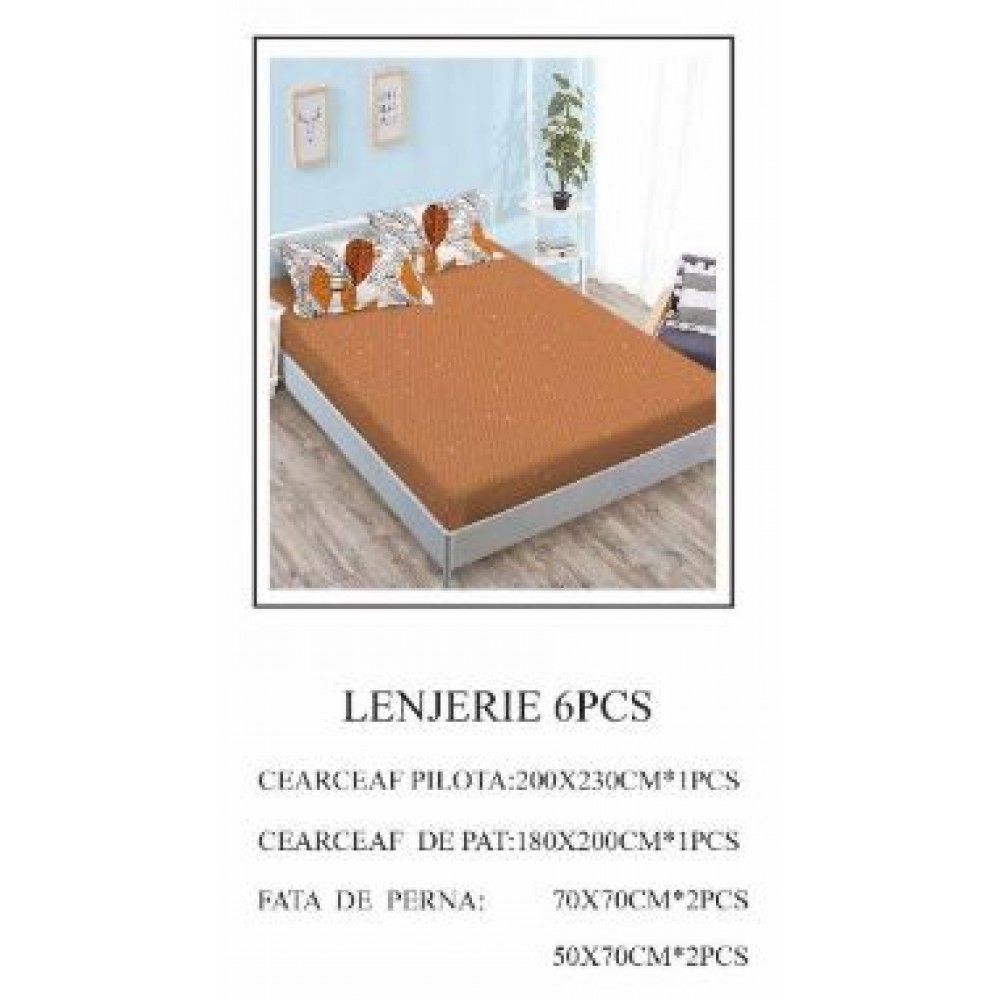 Lenjerie de pat Bumbac Finet 6 piese cu elastic LT-16