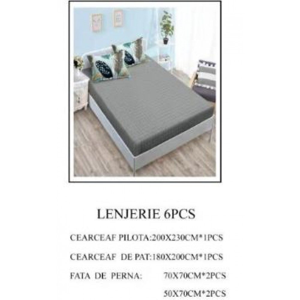 Lenjerie de pat Bumbac Finet 6 piese cu elastic LT-19