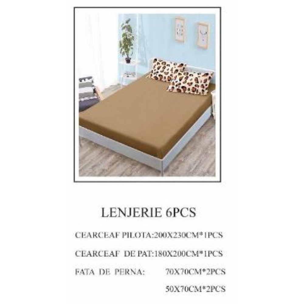 Lenjerie de pat Bumbac Finet 6 piese cu elastic LT-22