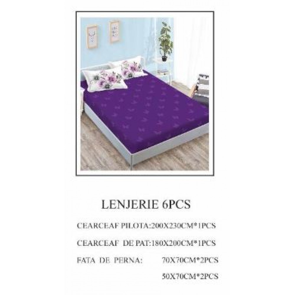 Lenjerie de pat Bumbac Finet 6 piese cu elastic LT-28