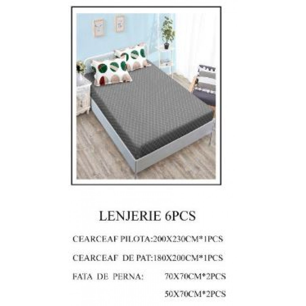 Lenjerie de pat Bumbac Finet 6 piese cu elastic LT-31
