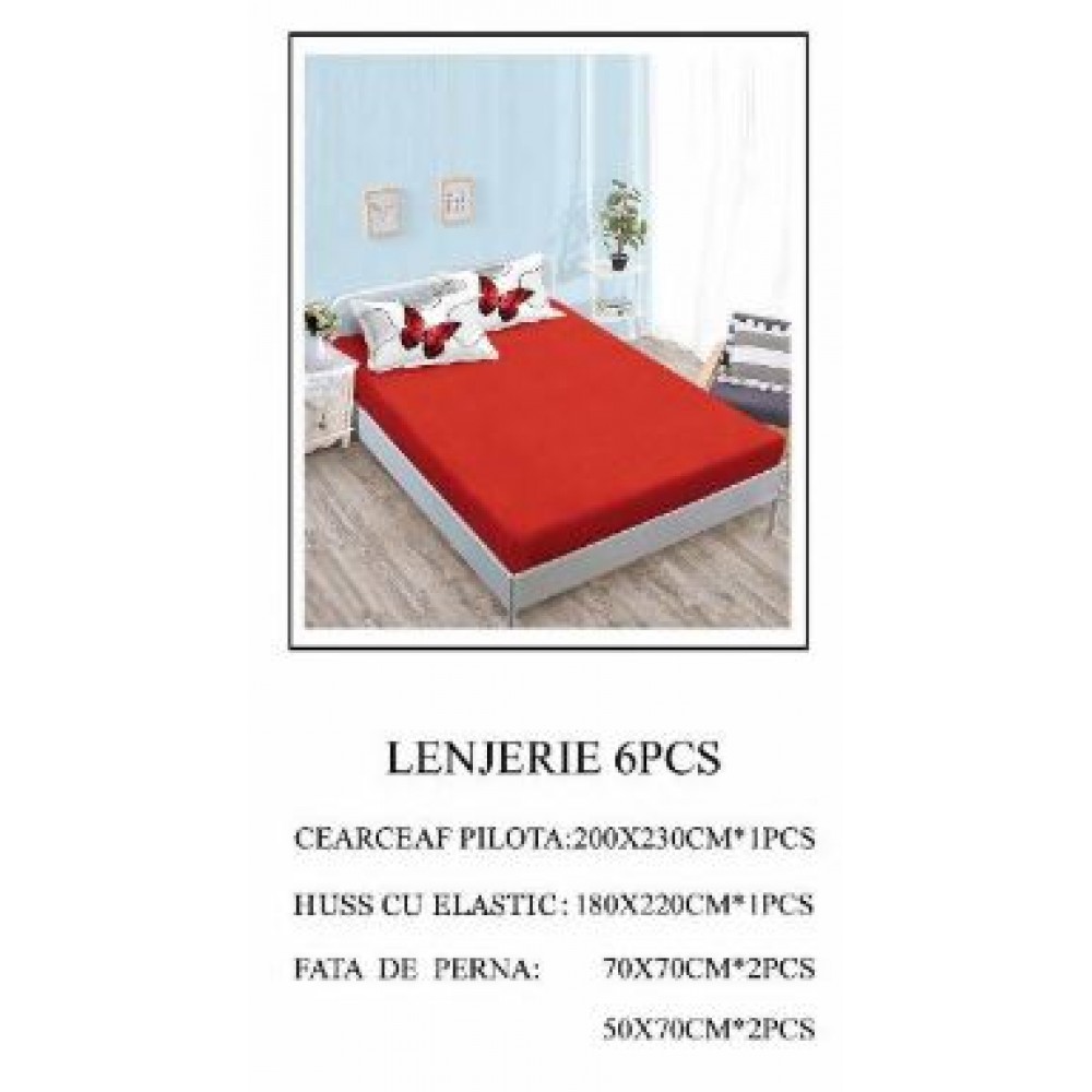 Lenjerie de pat Bumbac Finet 6 piese cu elastic LT-37