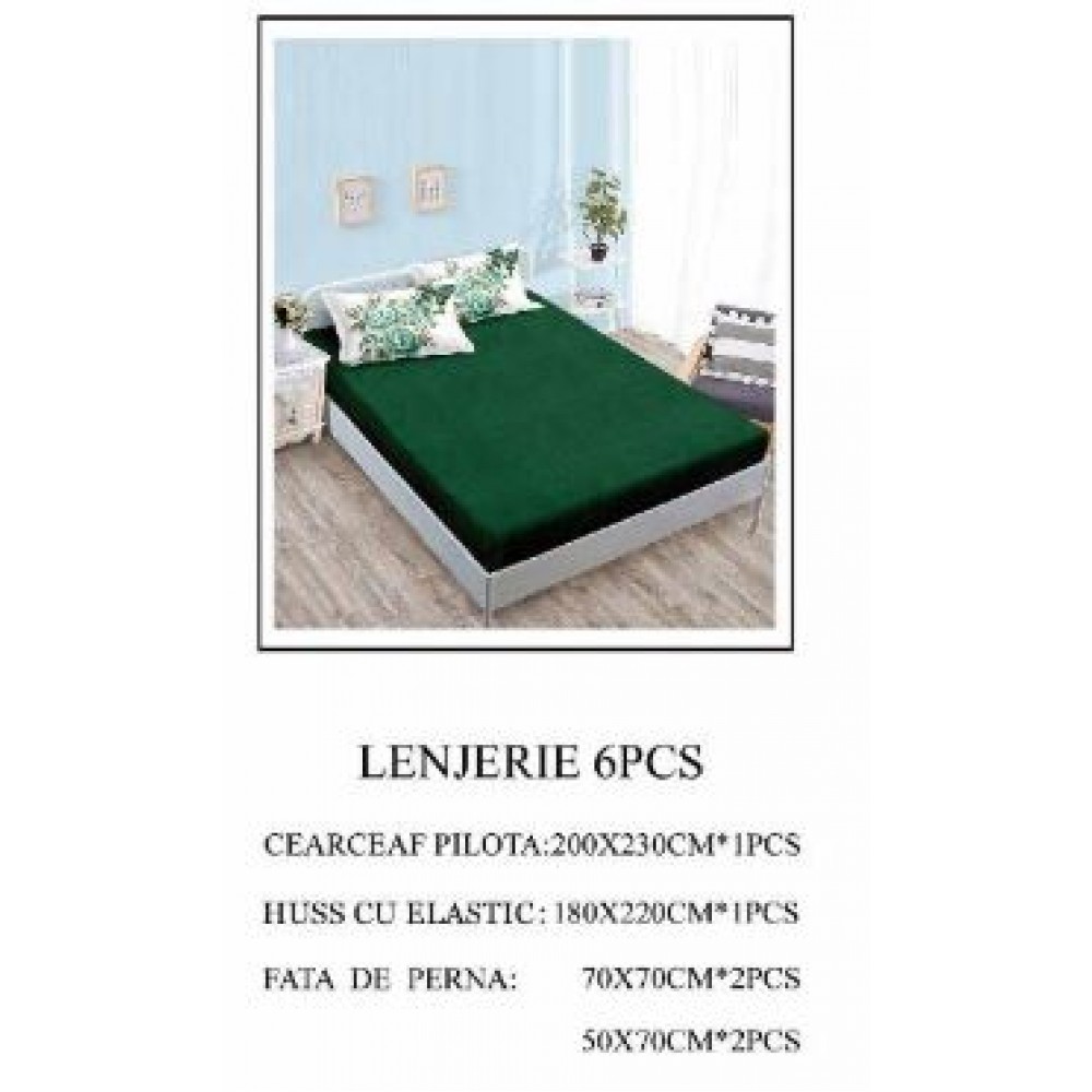 Lenjerie de pat Bumbac Finet 6 piese cu elastic LT-56