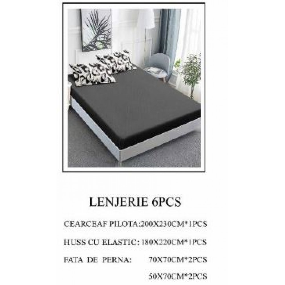 Lenjerie de pat Bumbac Finet 6 piese cu elastic LT-59