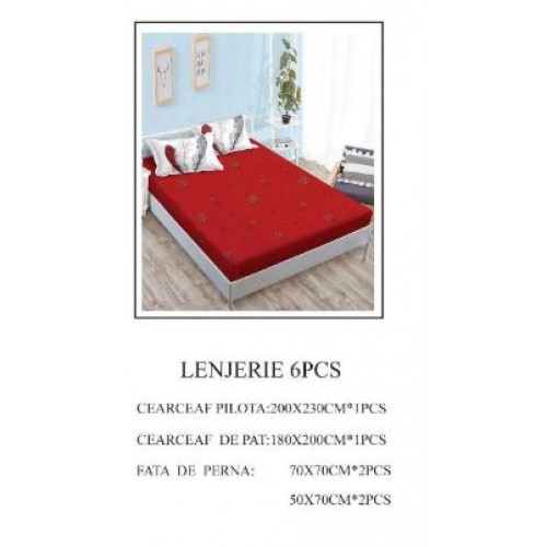Lenjerie de pat Bumbac Finet 6 piese cu elastic LT-61